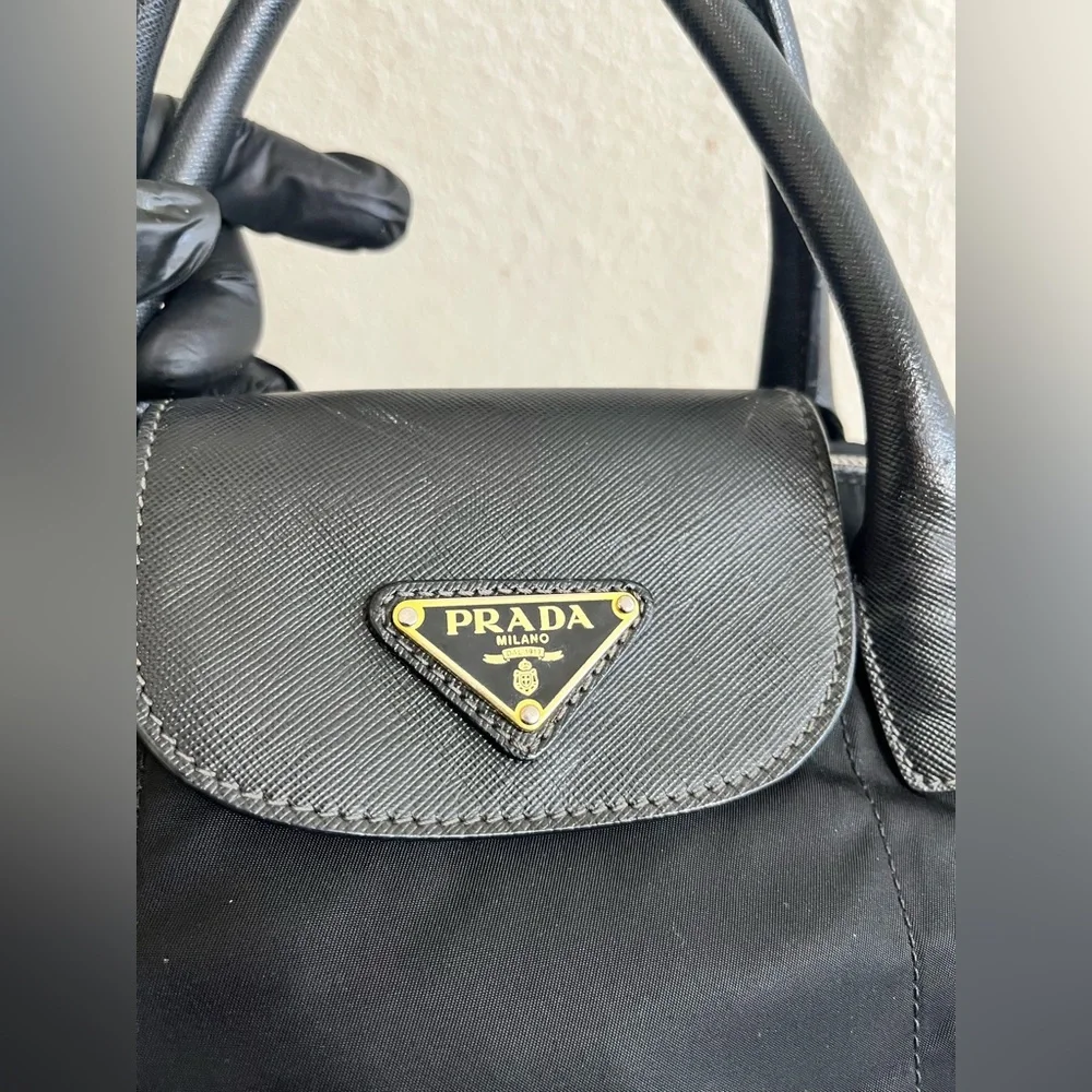 Prada Black Nylon Tote with Gold Hardware - Picture 10 of 16